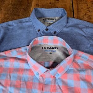 Lot of 2 Twillory Untuckable Performance Shirts L-XL Button Down